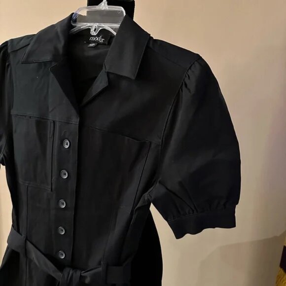 Mod X Black Puff Sleeve Button-Up Ankle Jogger Jumpsuit XS XSmall - Picture 6 of 9